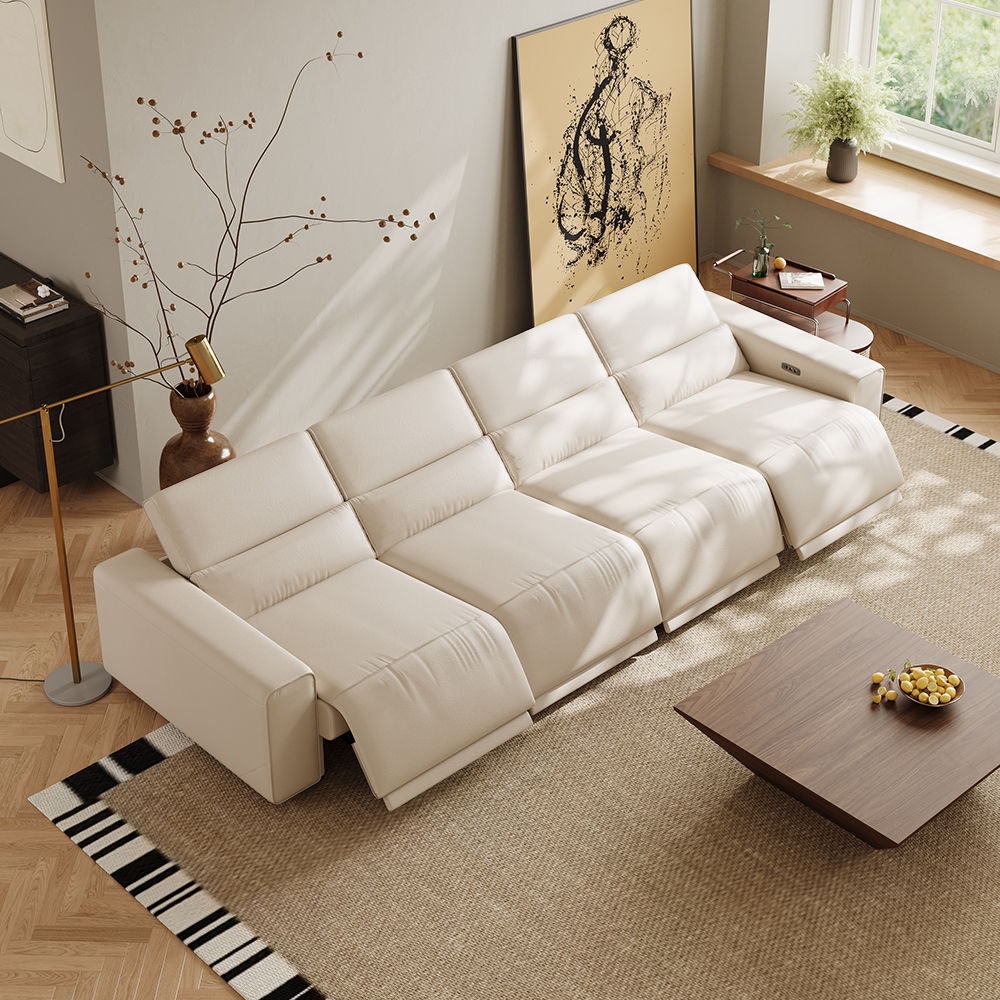Beige Eco-friendly Microfiber Leather Smart Furniture