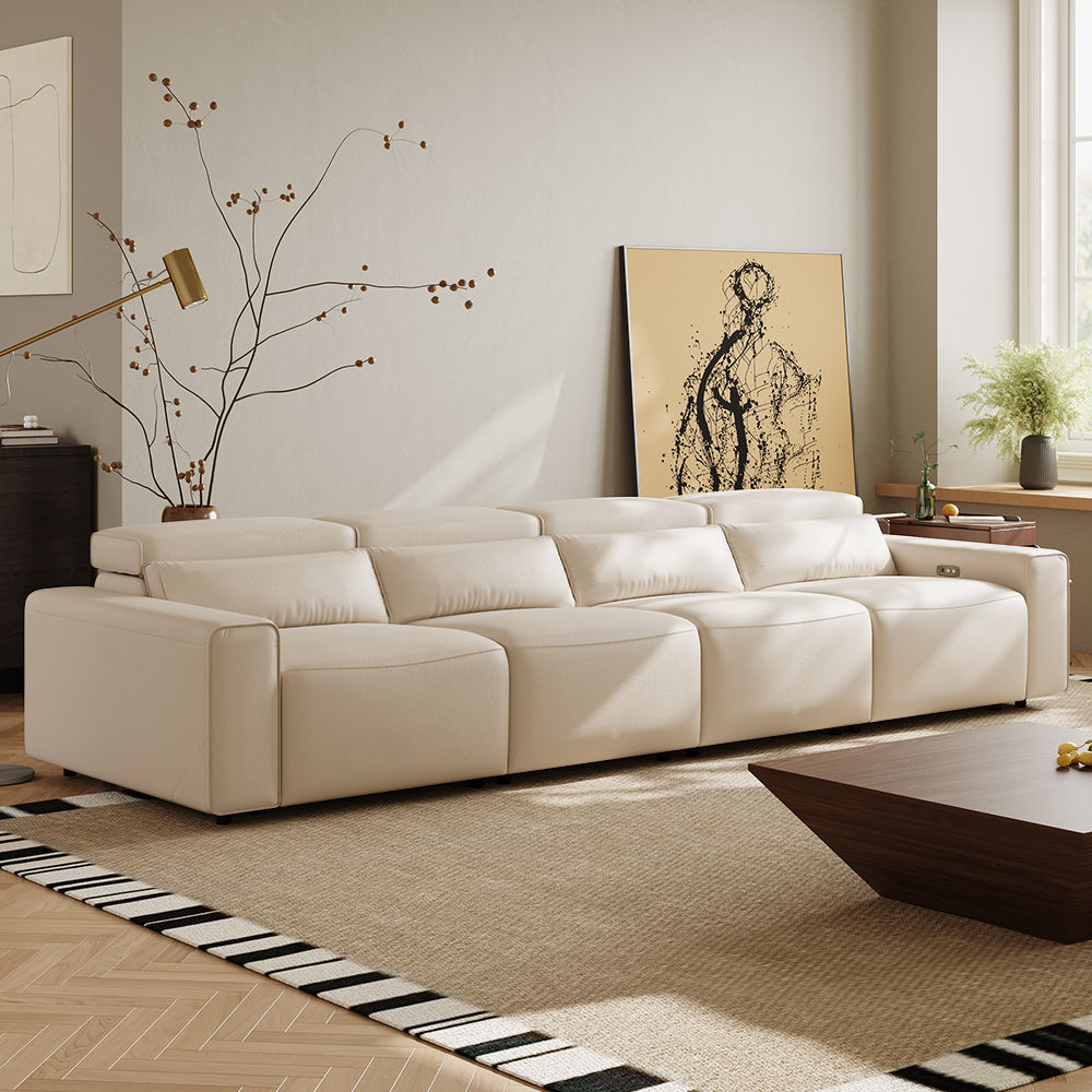 Beige Eco-friendly Microfiber Leather Smart Furniture