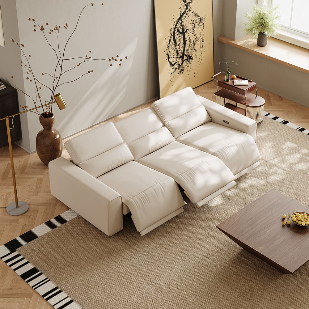 Beige Eco-friendly Microfiber Leather Smart Furniture