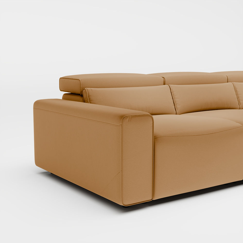 Power Reclining Sofas Khaki Eco-friendly Microfiber Leather Smart Furniture