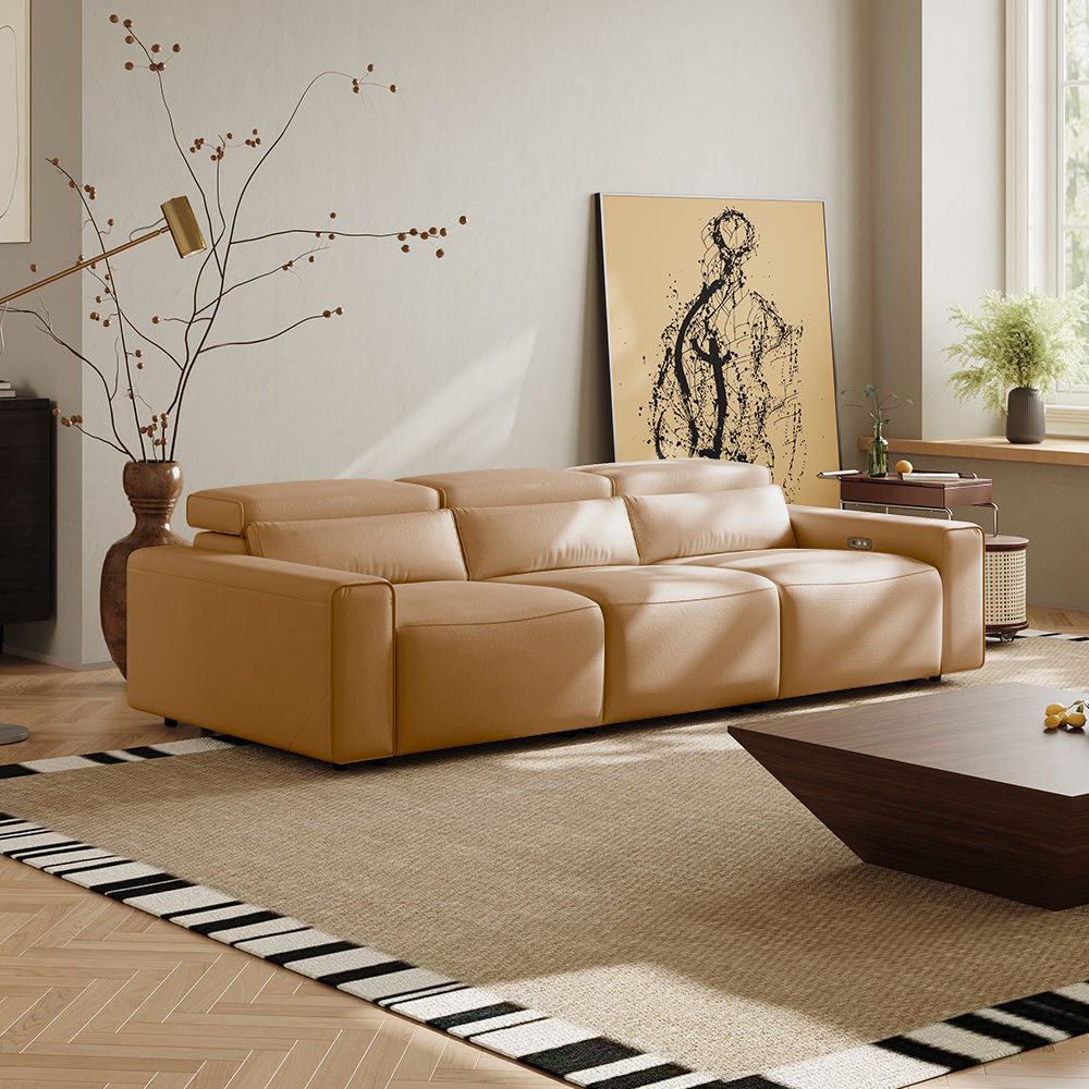 Modular Khaki Eco-friendly Microfiber Leather Smart Furniture