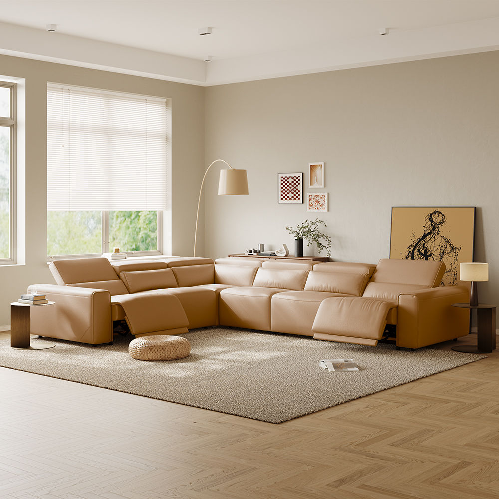 Khaki Eco-friendly Microfiber Leather Smart Furniture