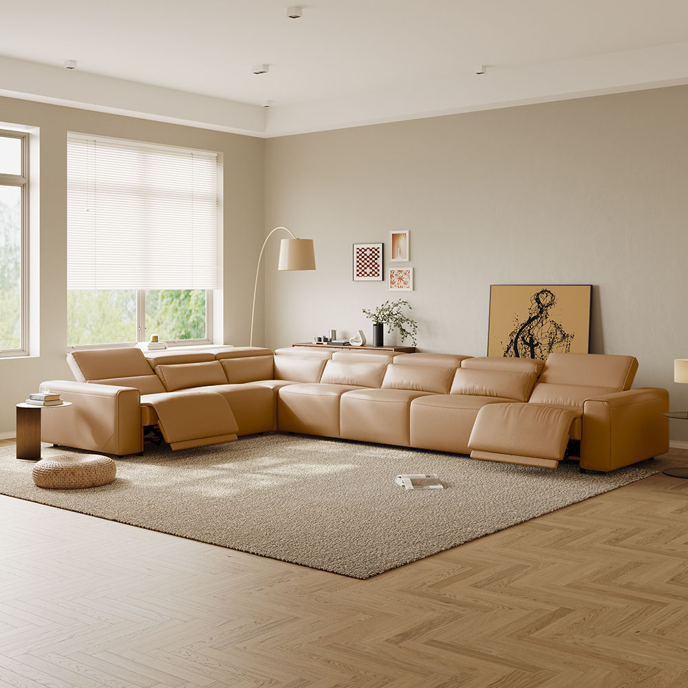 Khaki Eco-friendly Microfiber Leather Smart Furniture
