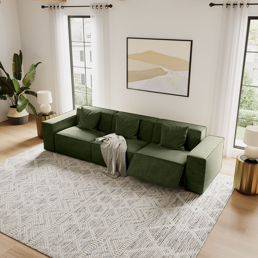 Recliner Dark Green Fabric Smart Furniture