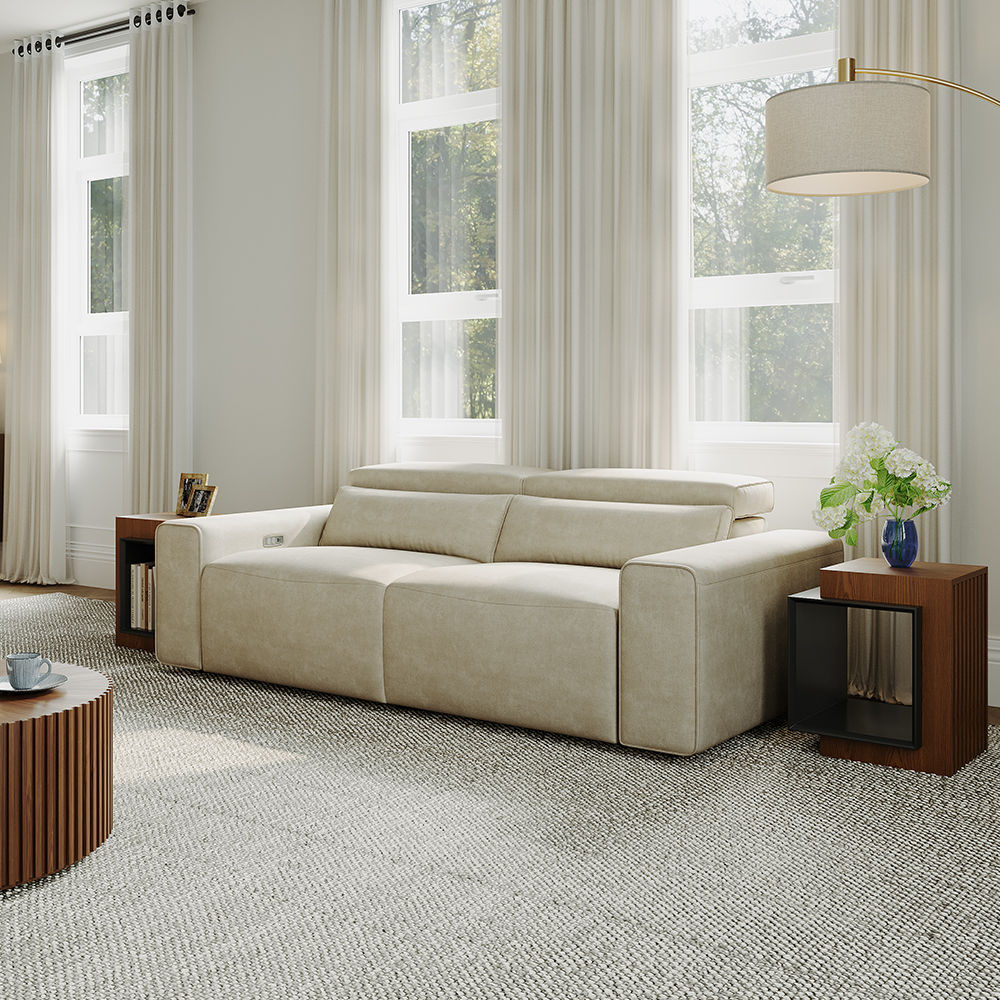 Memory Foam Beige Fabric Smart Furniture