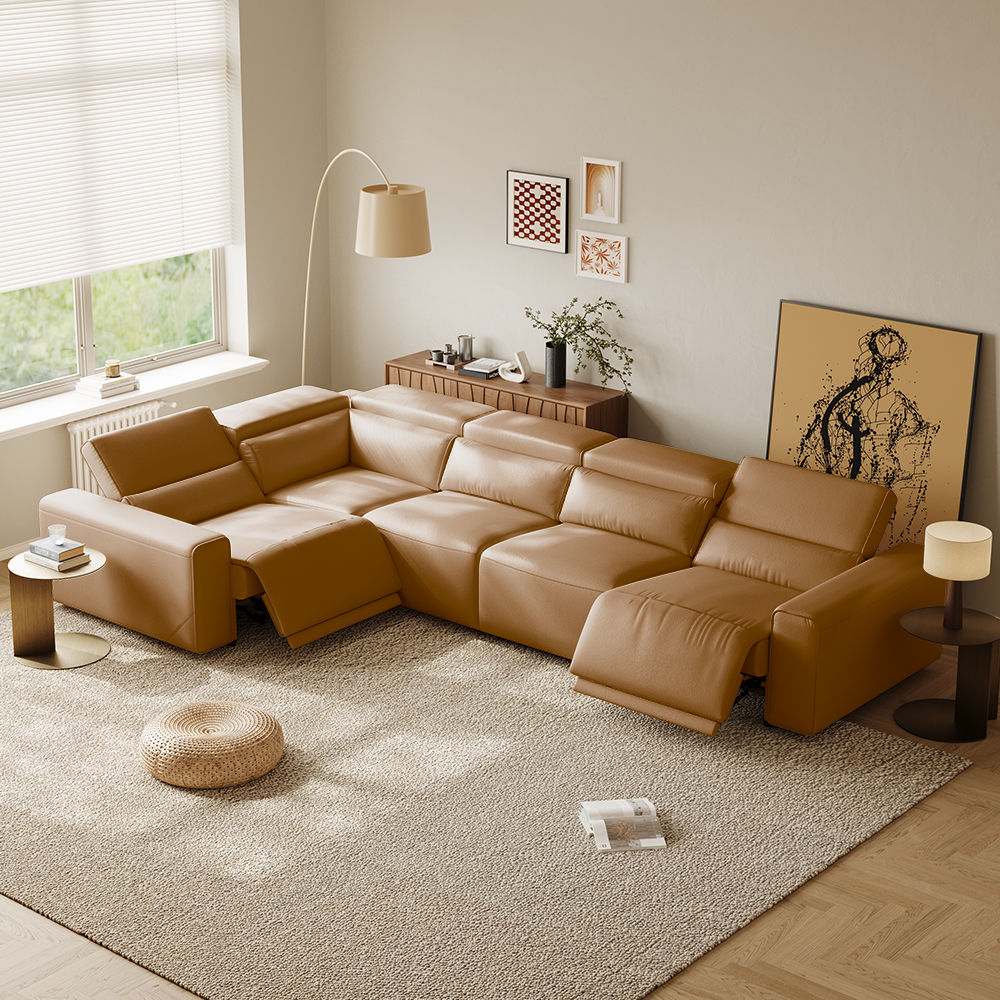 Modern Khaki Eco-friendly Microfiber Leather Smart Furniture