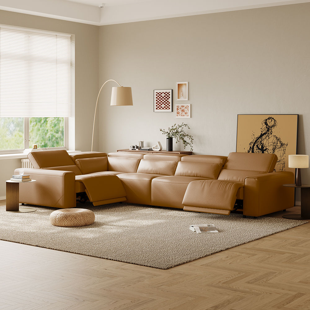 Pure Color Khaki Eco-friendly Microfiber Leather Smart Furniture