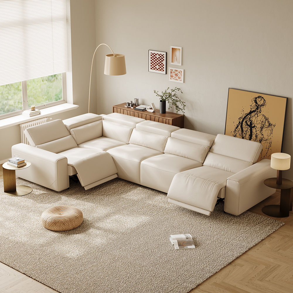 On the Ground Beige Eco-friendly Microfiber Leather Smart Furniture