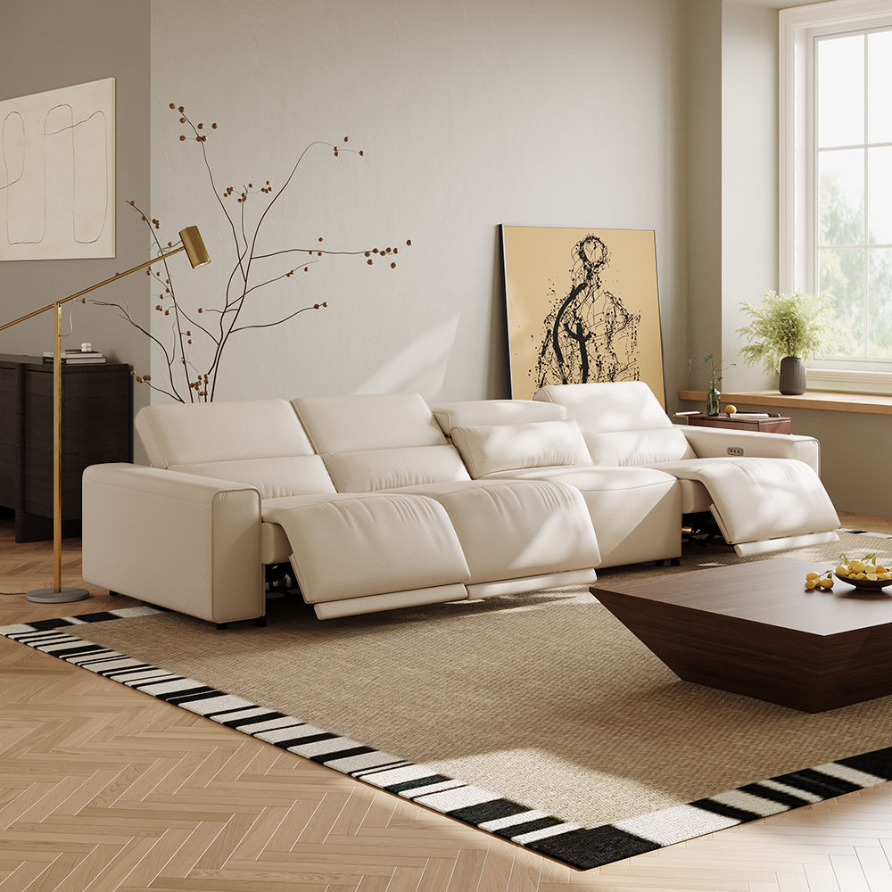 Beige Eco-friendly Microfiber Leather Smart Furniture