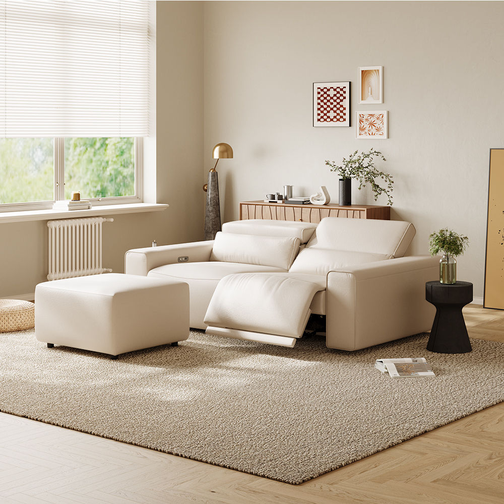Beige Eco-friendly Microfiber Leather Smart Furniture