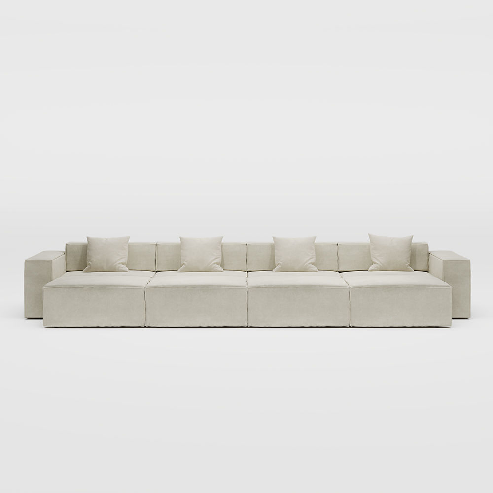 3 Seaters Beige Fabric Smart Furniture