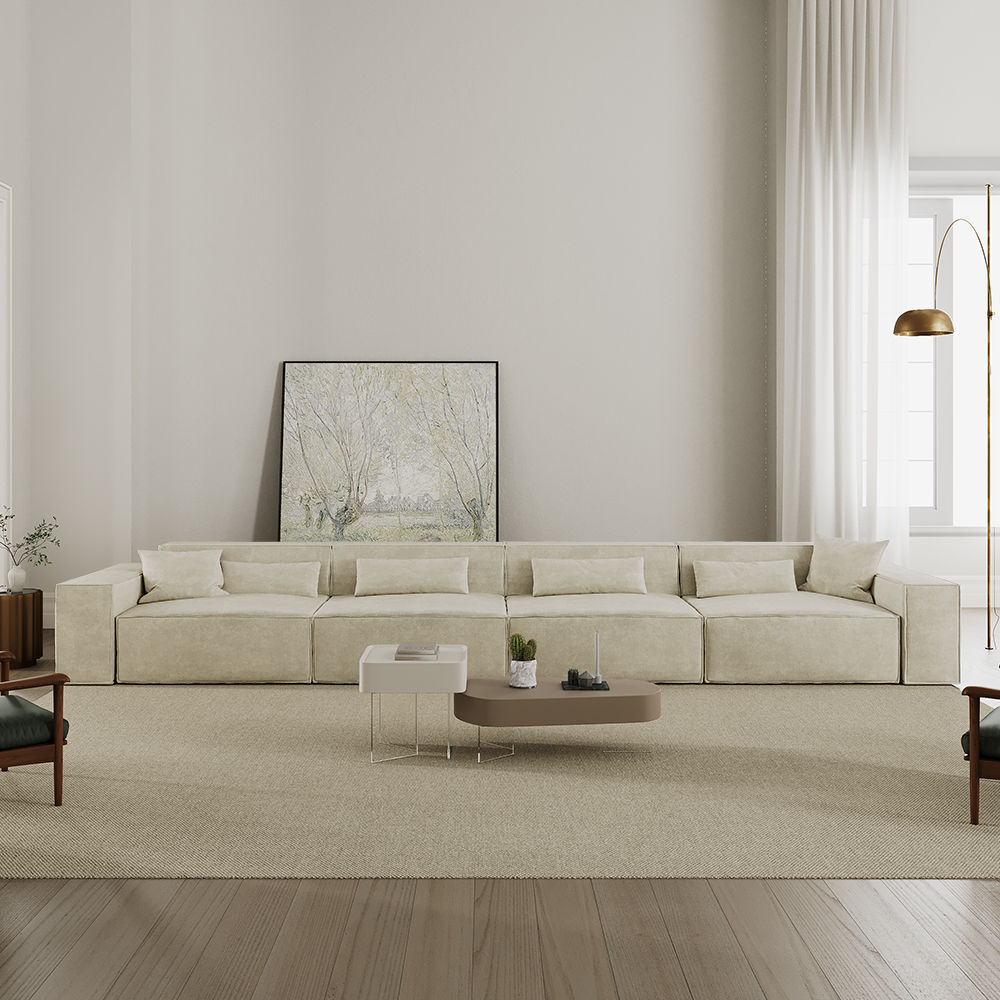 Metal Leg Beige Fabric Smart Furniture