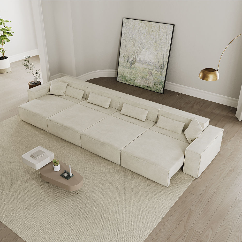 Modular Sofas Beige Fabric Smart Furniture