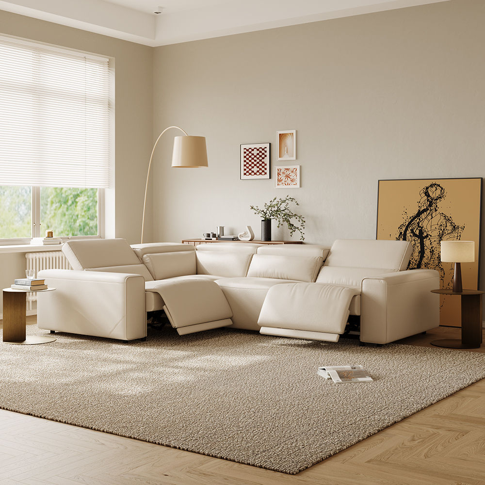 Beige Eco-friendly Microfiber Leather Smart Furniture