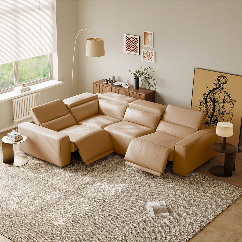 Khaki Eco-friendly Microfiber Leather Smart Furniture