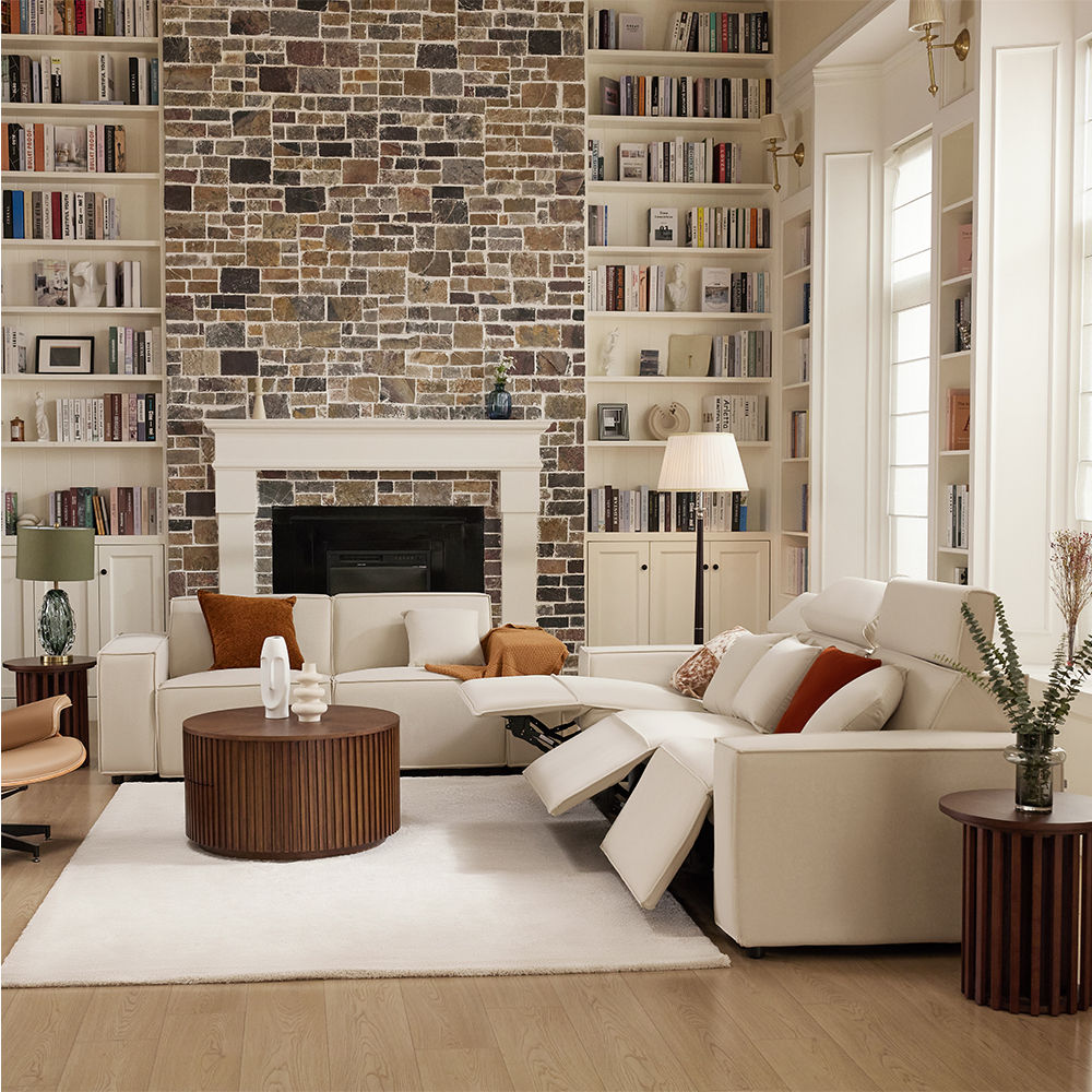 Sectionals Beige Fabric Smart Furniture