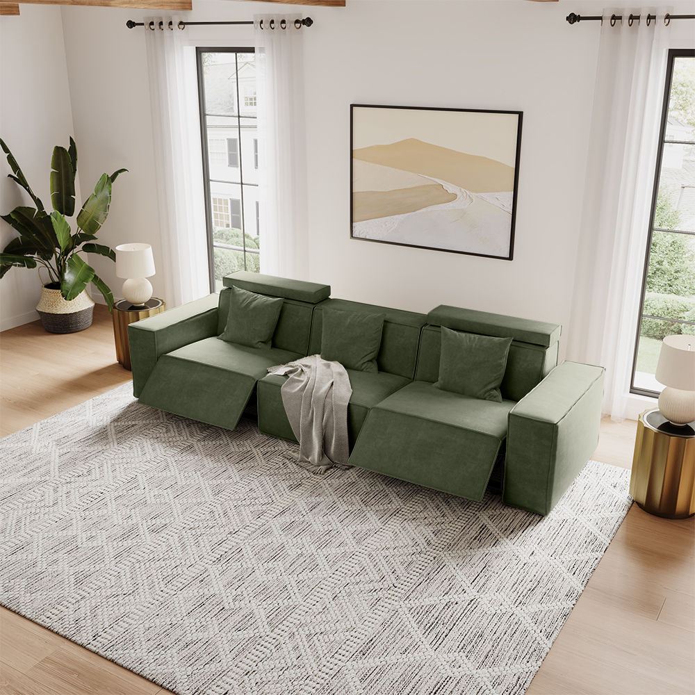 Recliner Green Fabric Smart Furniture