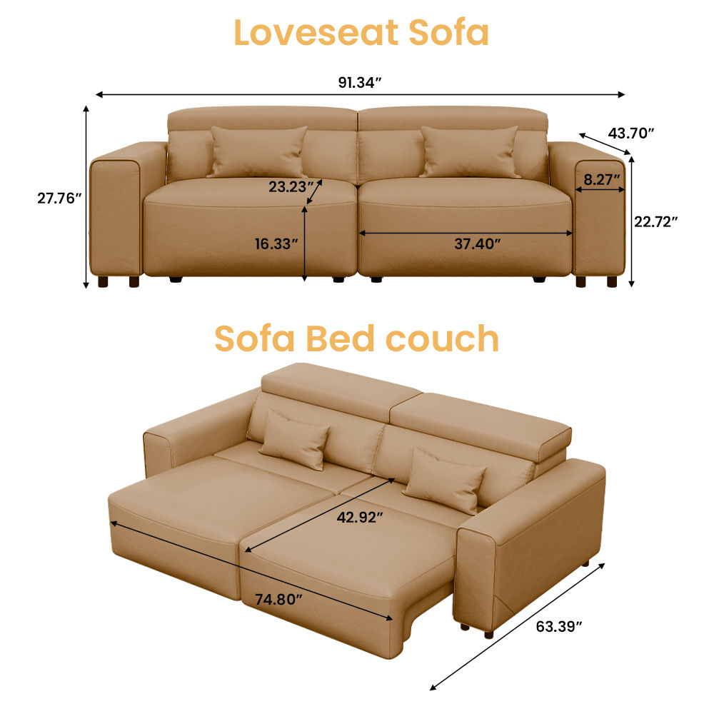 Khaki Eco-friendly Microfiber Leather Smart Furniture