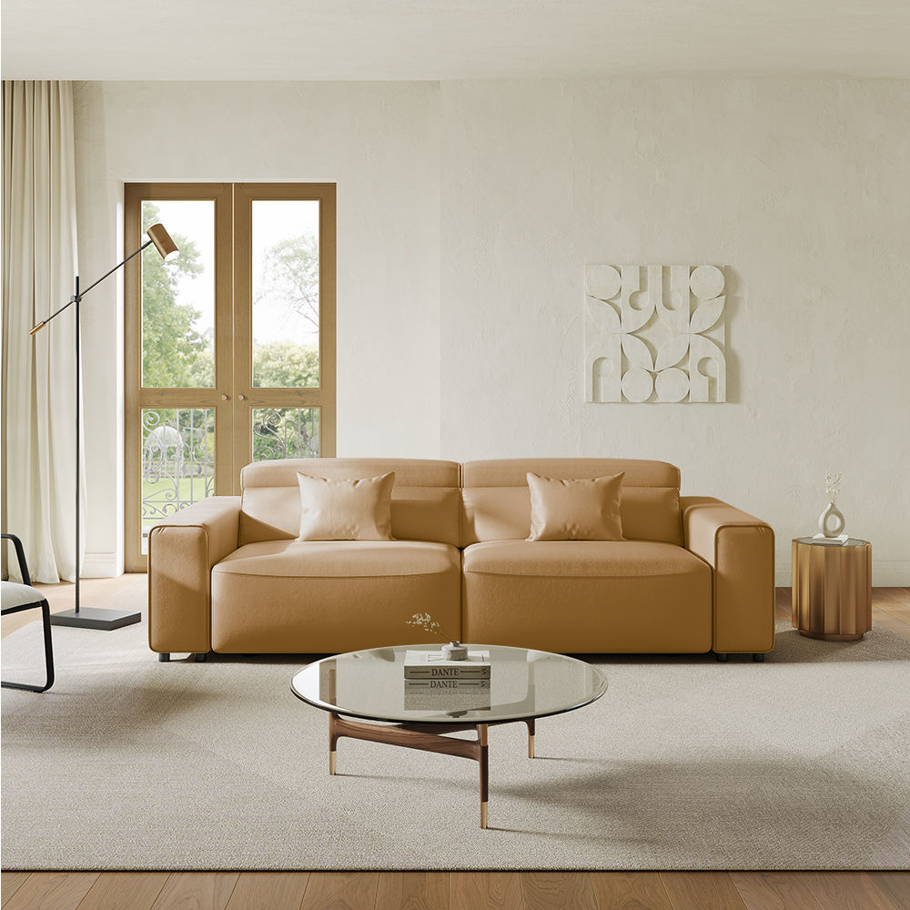 Khaki Eco-friendly Microfiber Leather Smart Furniture