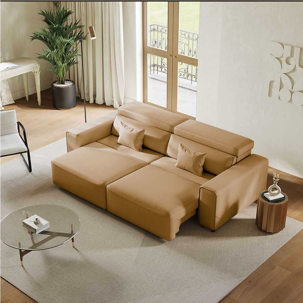 Khaki Eco-friendly Microfiber Leather Smart Furniture