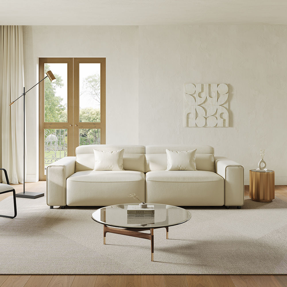 Beige Eco-friendly Microfiber Leather Smart Furniture