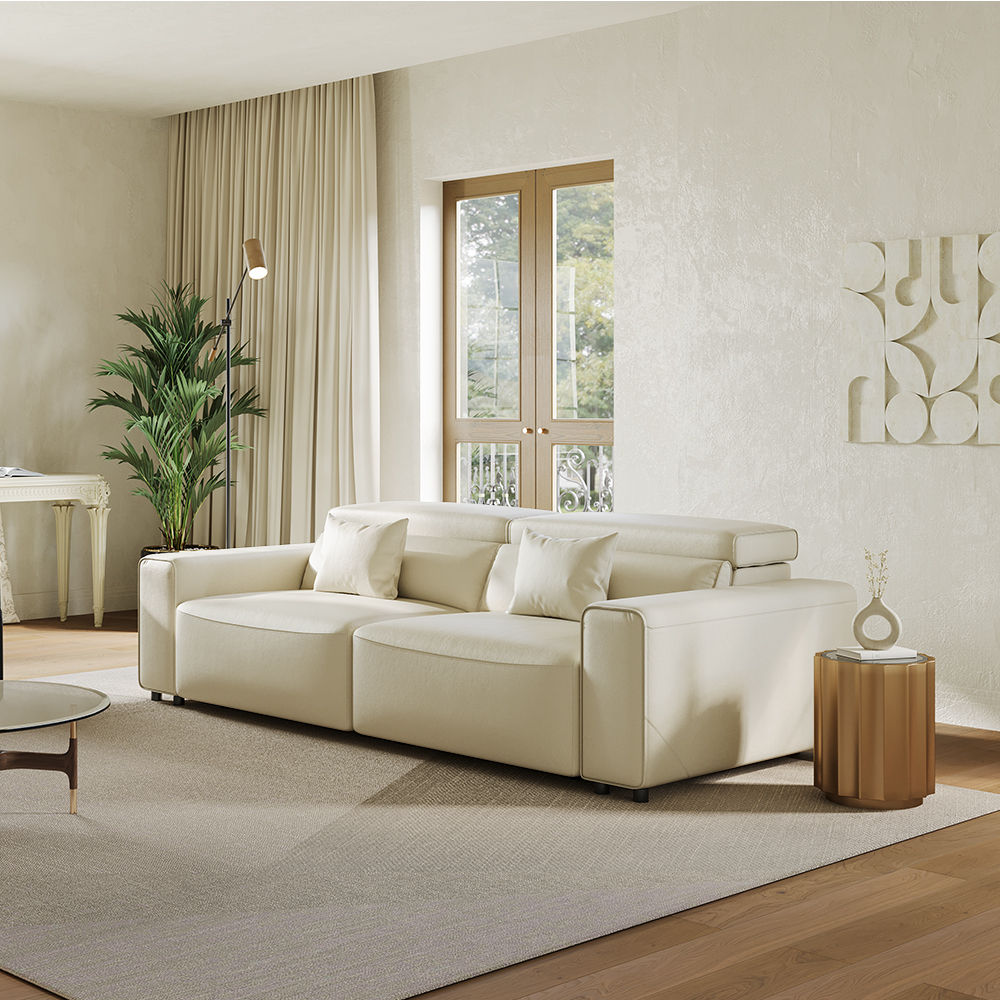 Beige Eco-friendly Microfiber Leather Smart Furniture