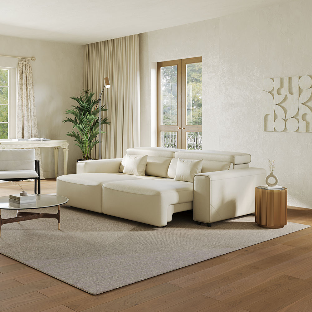 Beige Eco-friendly Microfiber Leather Smart Furniture