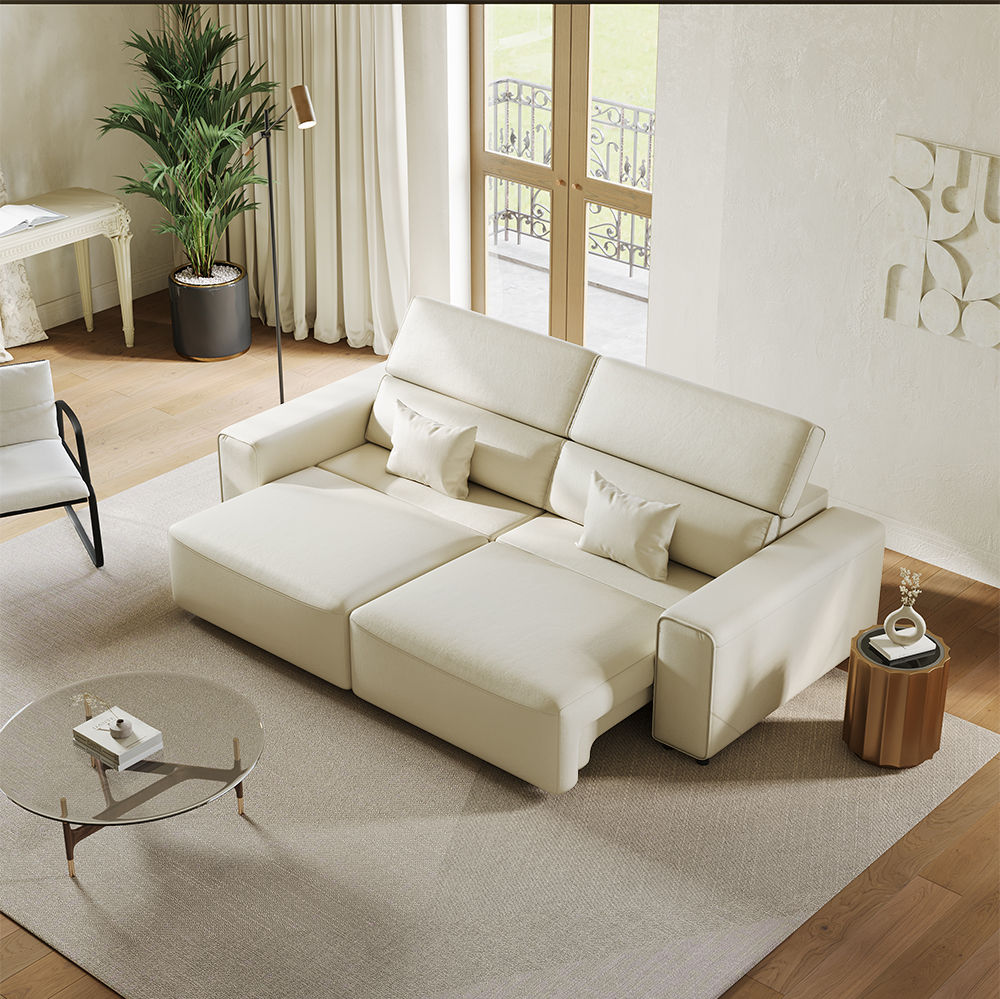 Beige Eco-friendly Microfiber Leather Smart Furniture