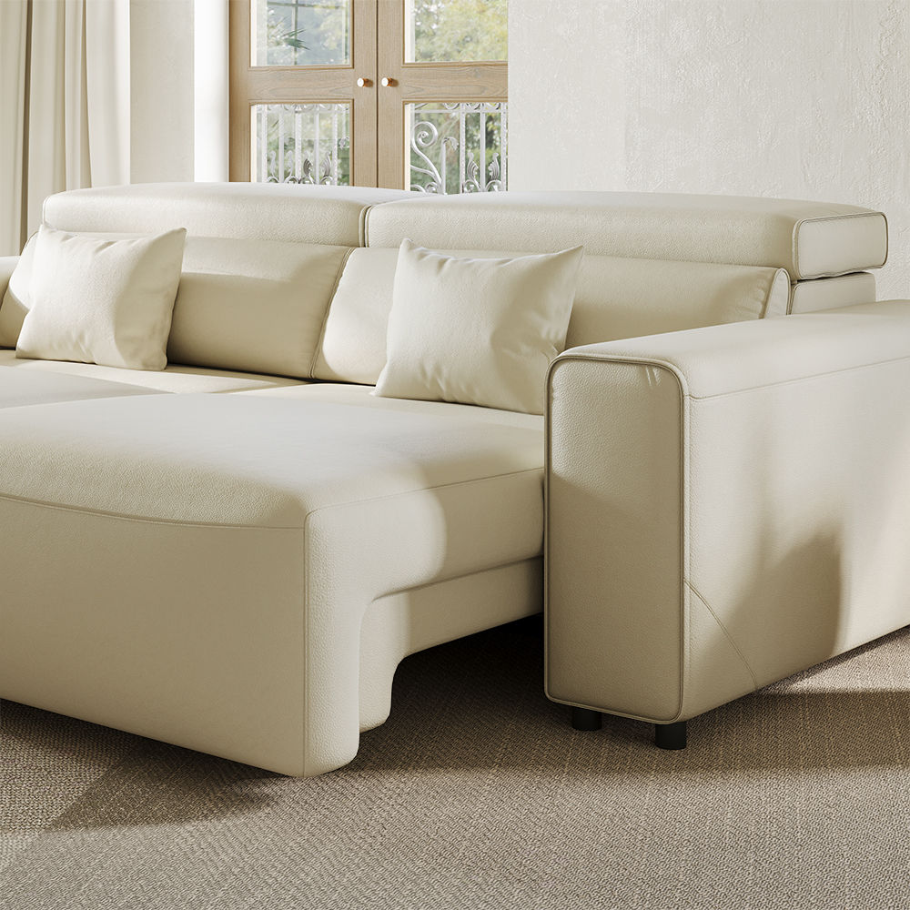 Beige Eco-friendly Microfiber Leather Smart Furniture