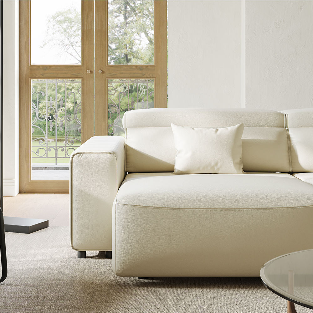 Beige Eco-friendly Microfiber Leather Smart Furniture