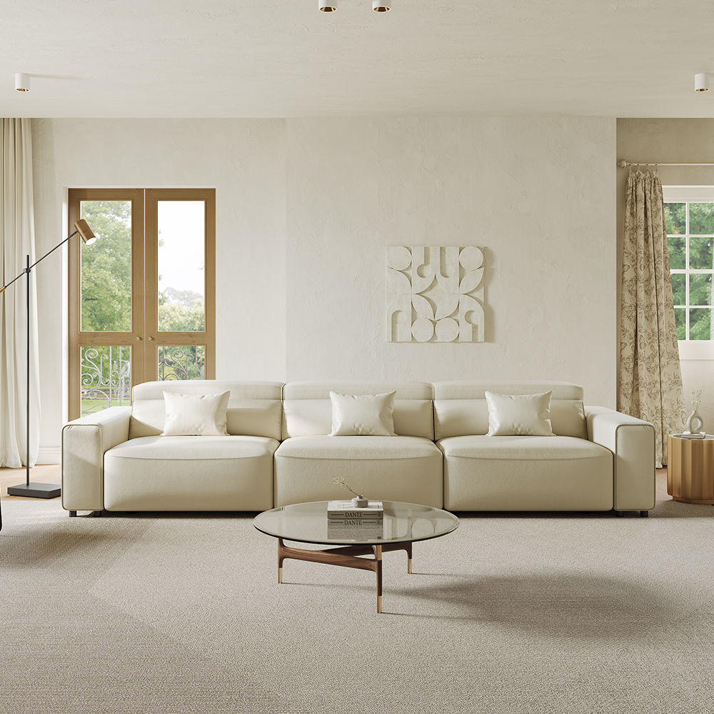 Beige Eco-friendly Microfiber Leather Smart Furniture