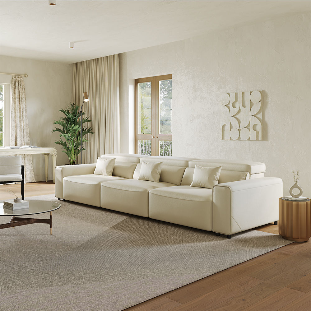 Beige Eco-friendly Microfiber Leather Smart Furniture