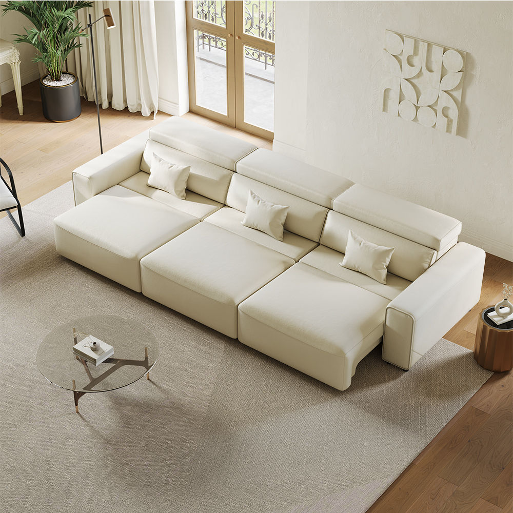 Beige Eco-friendly Microfiber Leather Smart Furniture