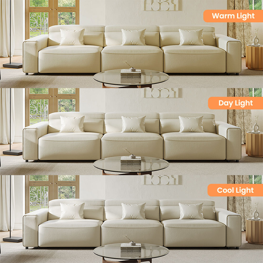 Beige Eco-friendly Microfiber Leather Smart Furniture