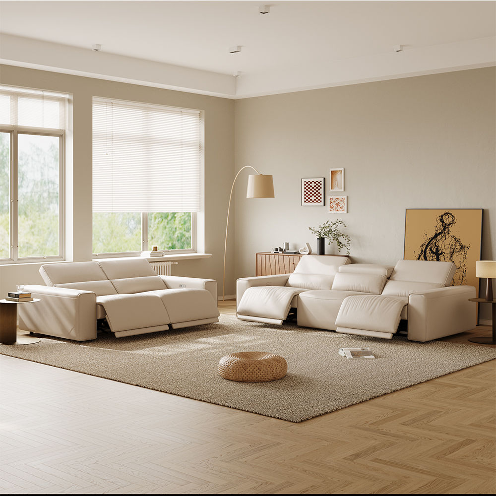 Beige Eco-friendly Microfiber Leather Smart Furniture