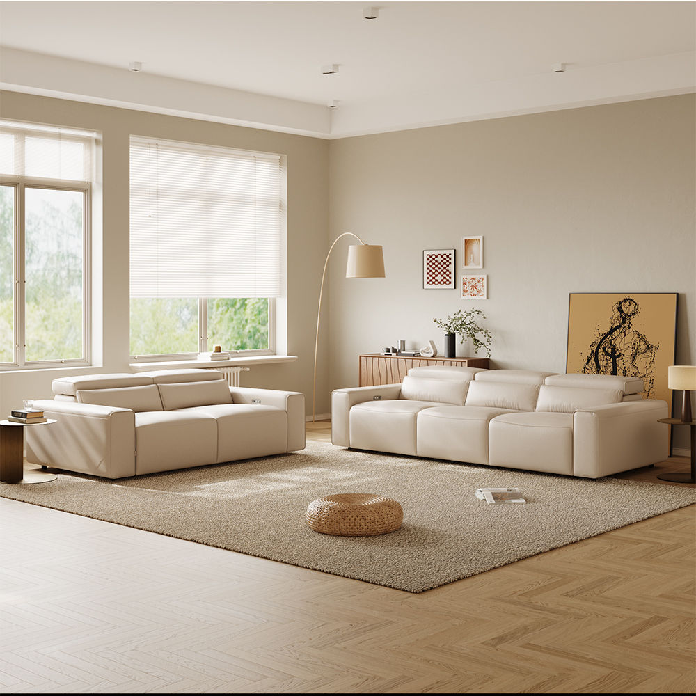 Beige Eco-friendly Microfiber Leather Smart Furniture