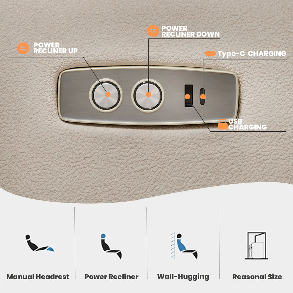Modern Beige Eco-friendly Microfiber Leather Smart Furniture