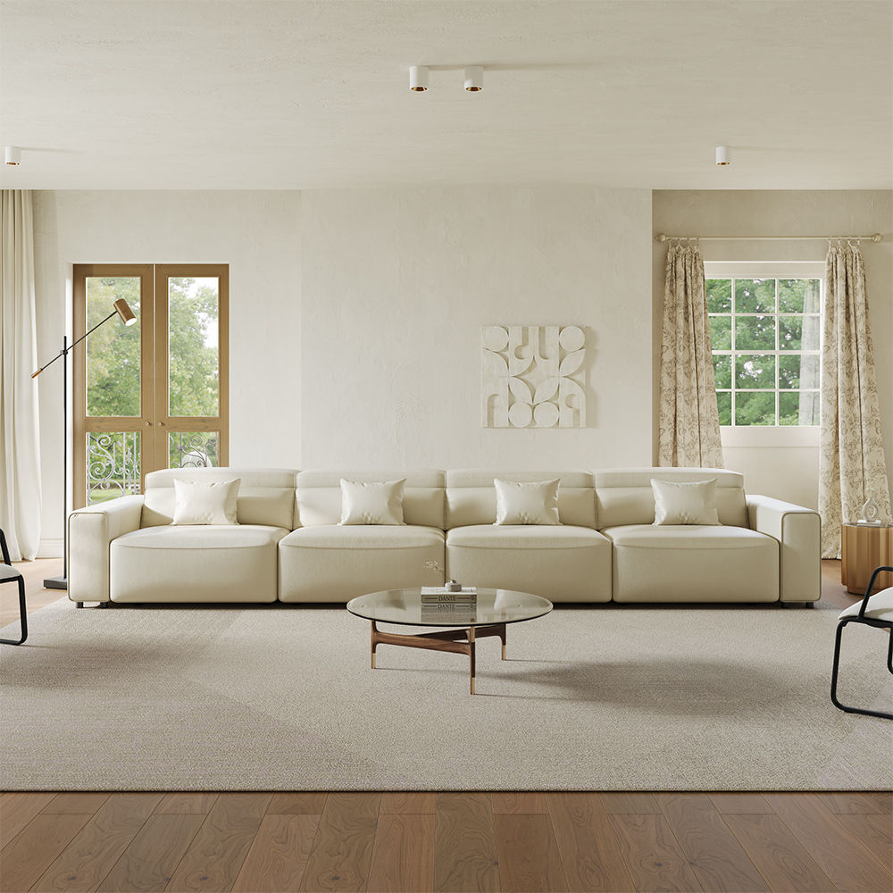 Beige Eco-friendly Microfiber Leather Smart Furniture