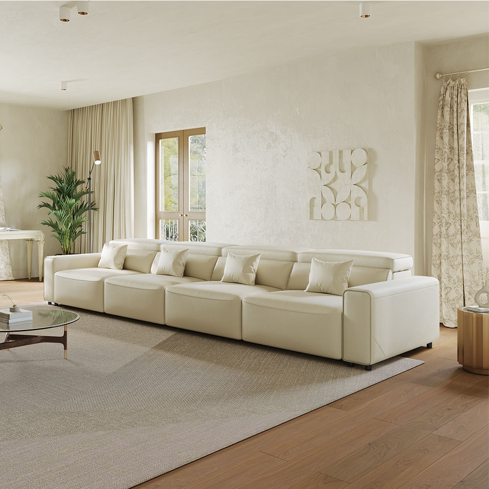 Beige Eco-friendly Microfiber Leather Smart Furniture