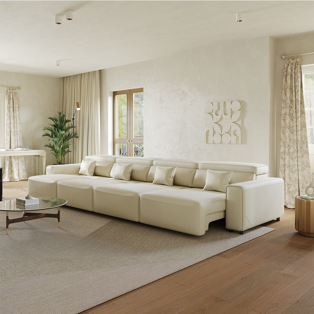 Beige Eco-friendly Microfiber Leather Smart Furniture
