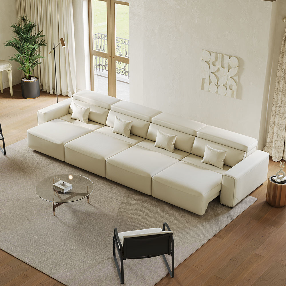 Beige Eco-friendly Microfiber Leather Smart Furniture