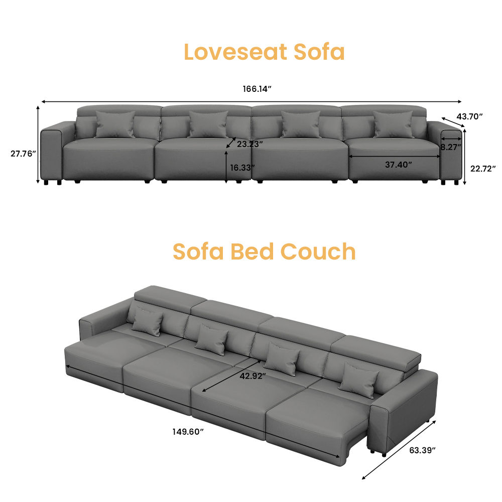 Dark Gray Eco-friendly Microfiber Leather Smart Furniture