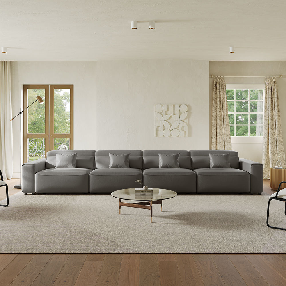 Dark Gray Eco-friendly Microfiber Leather Smart Furniture