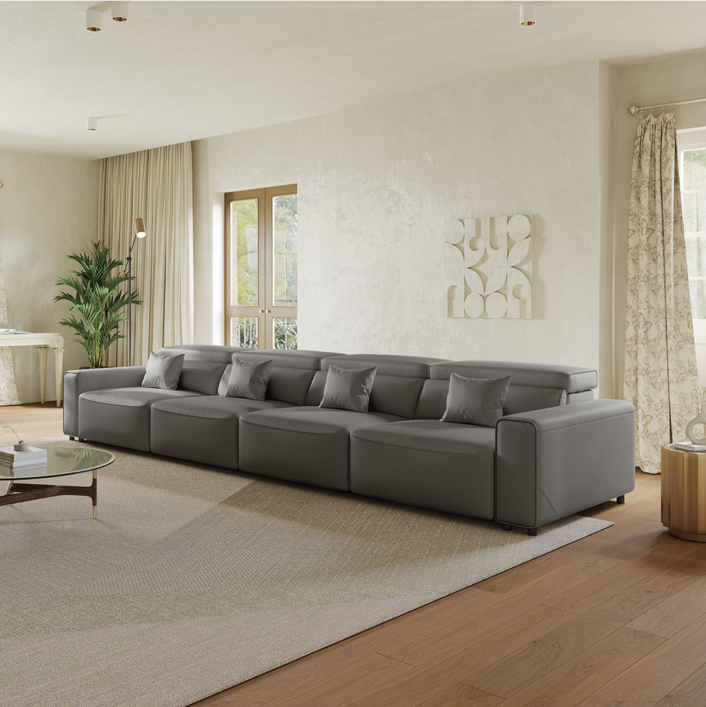 Dark Gray Eco-friendly Microfiber Leather Smart Furniture