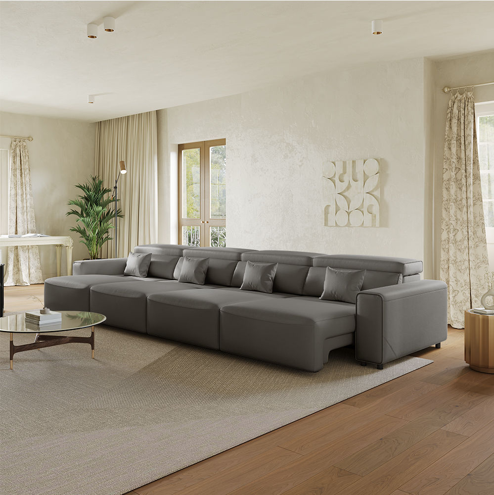Dark Gray Eco-friendly Microfiber Leather Smart Furniture