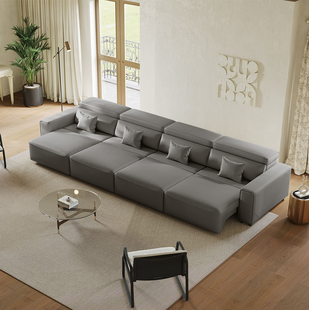 Dark Gray Eco-friendly Microfiber Leather Smart Furniture