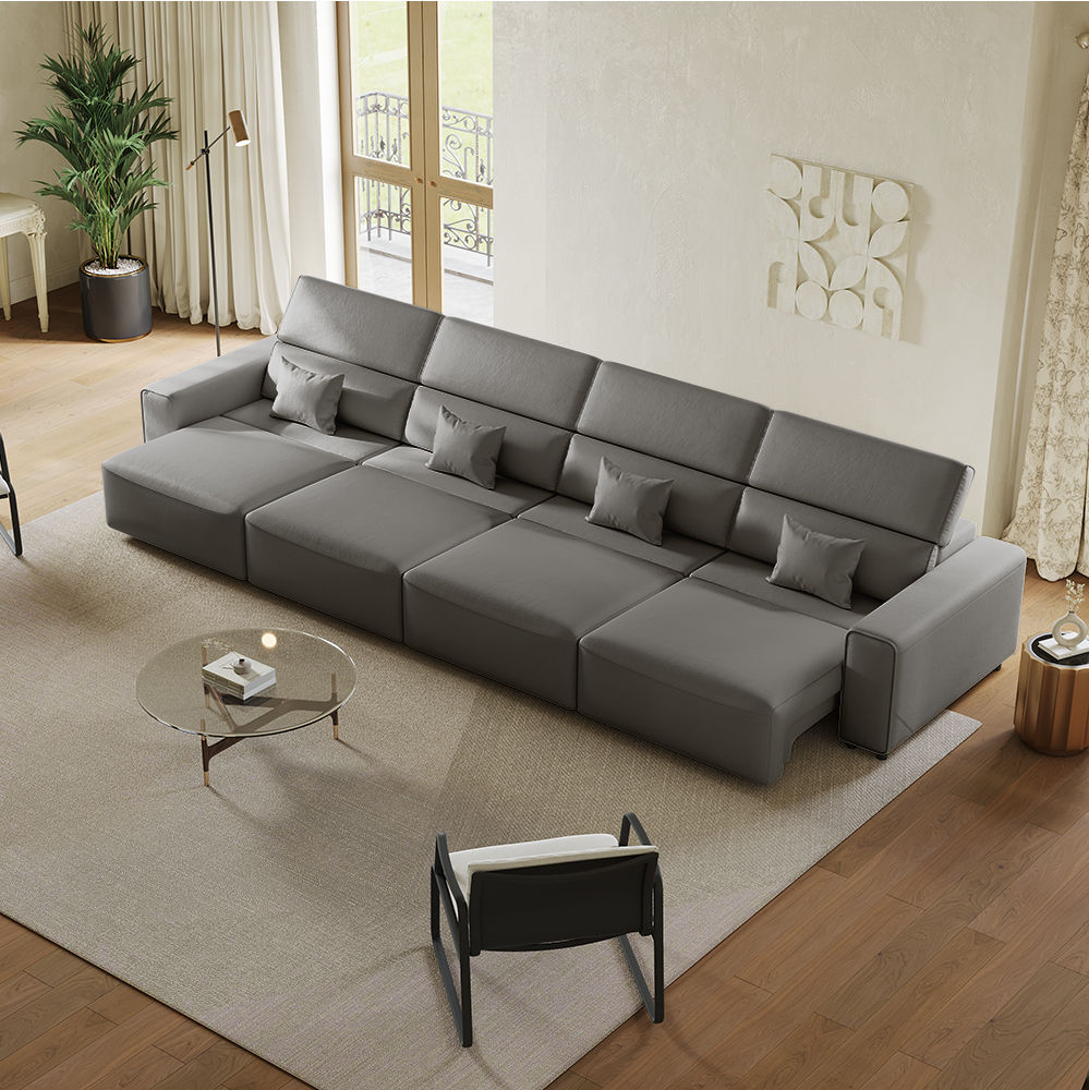 Dark Gray Eco-friendly Microfiber Leather Smart Furniture