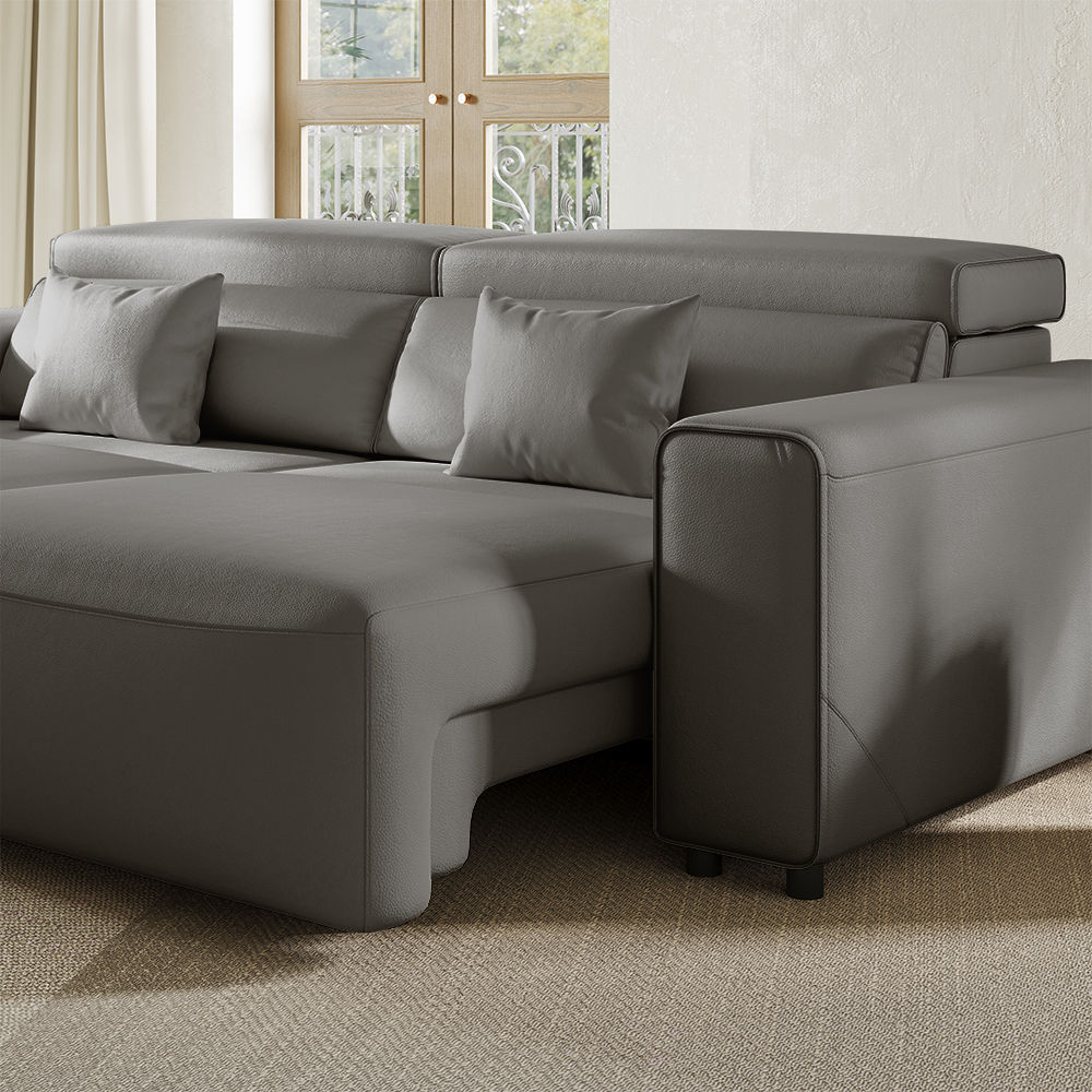 Dark Gray Eco-friendly Microfiber Leather Smart Furniture