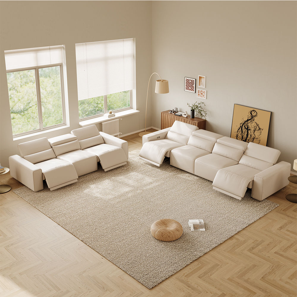 Power Outlet Beige Eco-friendly Microfiber Leather Smart Furniture