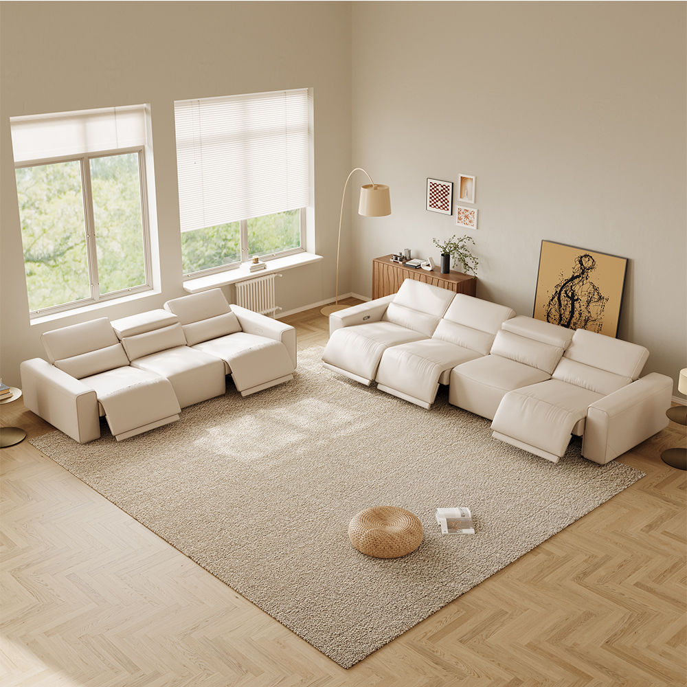 Modular Sofas Beige Eco-friendly Microfiber Leather Smart Furniture